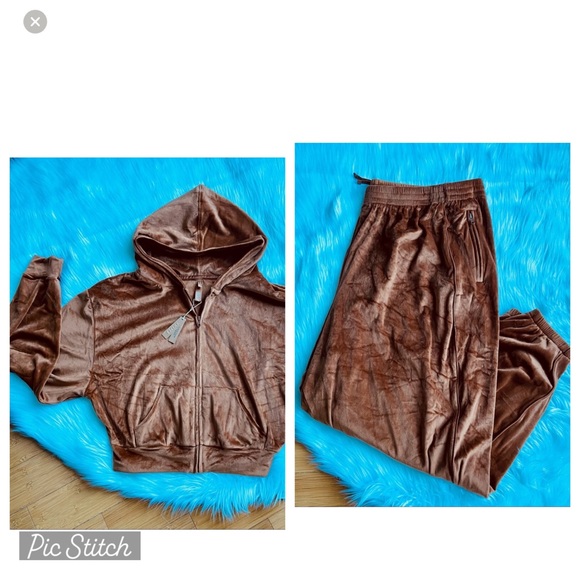 NWT Skims 2pc SET Velour Hoodie and Oversized Velour Jogger Pants in Copper - Picture 1 of 16